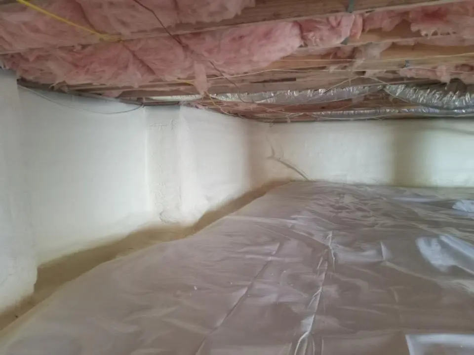 Crawl space encapsulation with closed-cell spray foam for Spray Foam Roofing Repair in Mendon